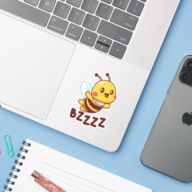 Adesivo BZZZ Abelhas para Crianças em Cuta para Crianças - (Notebook com iPhone)