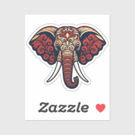 Adesivo Cabeça de Elefante Ornamental - Paisle Vermelho, A