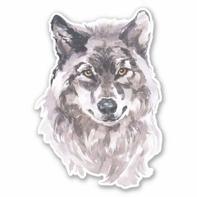 Adesivo Cabeça de Lobo de Aquarela (Frente)