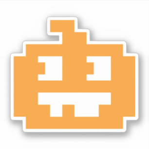 Adesivo Cabeça de Pumpkin 8 Bits Pixel Jack O'Lanterna