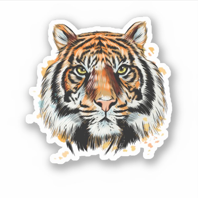 Adesivo Cabeça de Tigre Bengala. Design perfeito para pess (Frente)