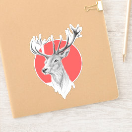 Adesivo Cabeça de veado Estag desenho Círculo vermelho Art