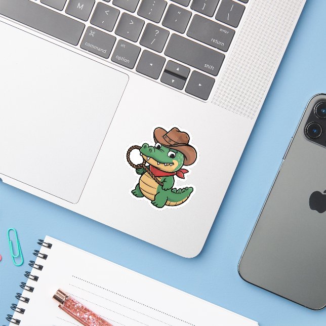 Adesivo Cabeleireiro Verde Kawaii Cowboy Hat & Lasso (Notebook com iPhone)