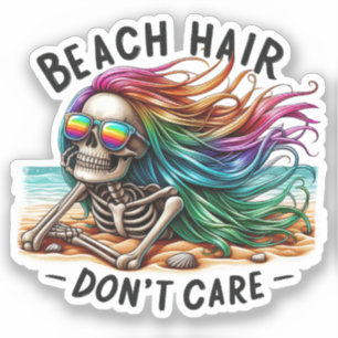 Adesivo Cabelo de praia Não se importa - Esqueleto (2)