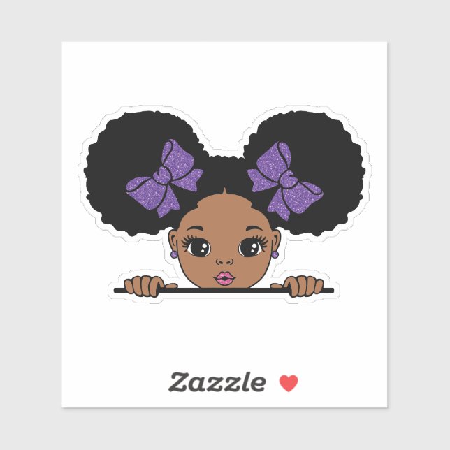 Adesivo Cabelo Puff de Menina Negra (Folha)