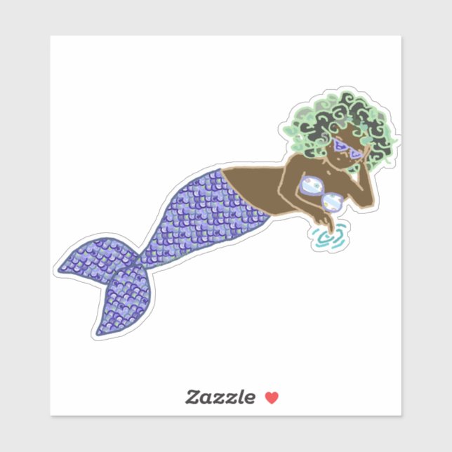 Adesivo Cabelo Verde, Salto de Sereia Roxo (Folha)