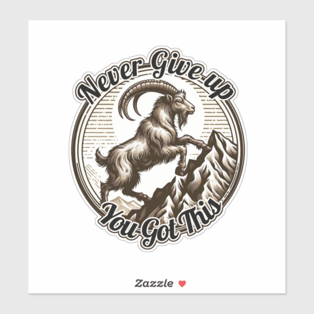 Adesivo Cabra Montês Capricornio Escalando Nunca Desista  (Folha)