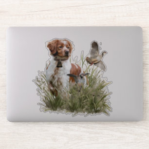 Adesivo Caça com um cão Brittany, Art
