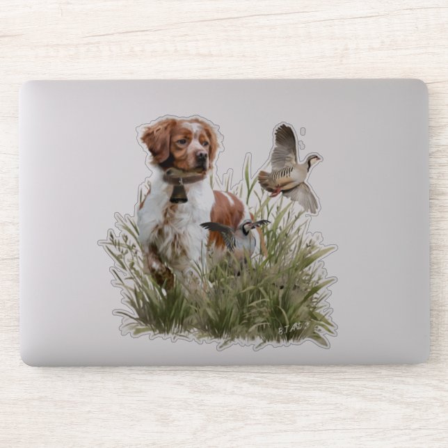 Adesivo Caça com um cão Brittany, Art (Computador)