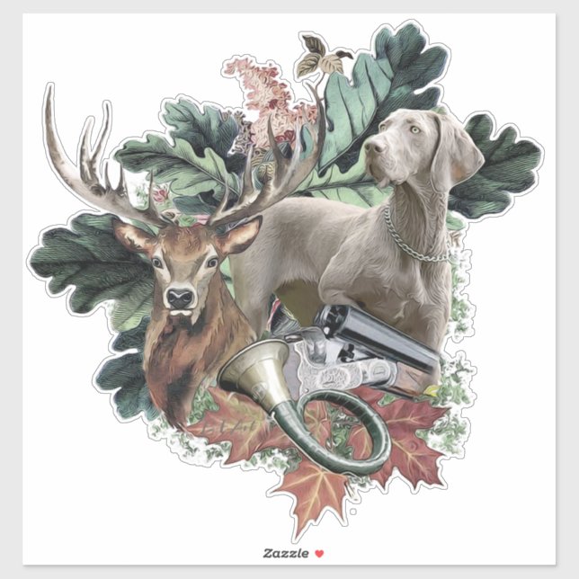 Adesivo Caça com um Weimaraner, "Espírito de Cinzas" (Folha)