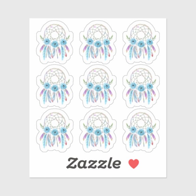 Adesivo Cachador de Sonhos Aquarela Pena Folha de Planejad (Folha)