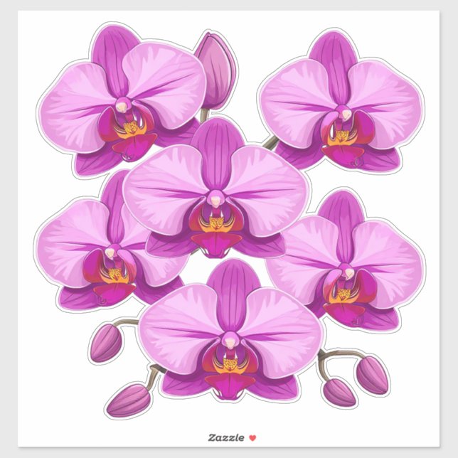 Adesivo Cacho de Flores de Orquídea Rosa Vibrante (Folha)