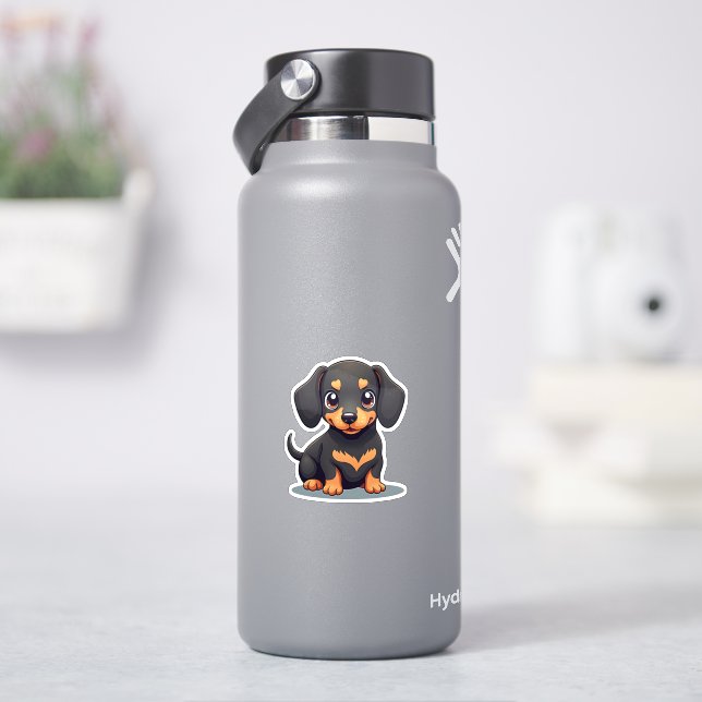 Adesivo Cachorrinho brincalhão de Dachshund – Estilo Chibi (HidroFlask)