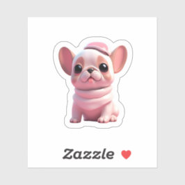 Adesivo cachorrinho fofo com chapéu rosa
