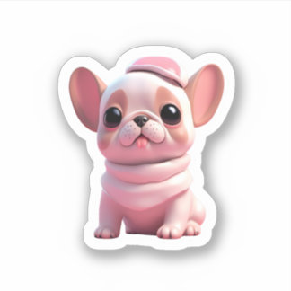 Adesivo cachorrinho fofo com chapéu rosa