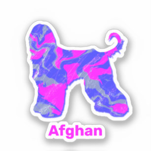 Adesivo Cachorro Afghan Hound Rosa Quente & Azul