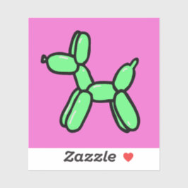 Adesivo Cachorro-balão em verde sobre vinil-adesivo rosa