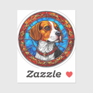 Adesivo Cachorro Beagle em Arte Vibrante de Vidro Pintado