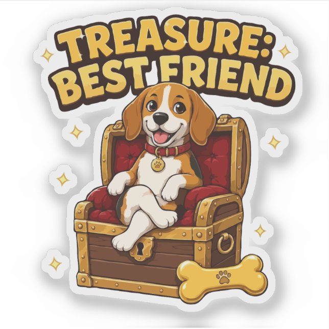 Adesivo Cachorro Beagle Melhor Amigo Tesouro (Frente)