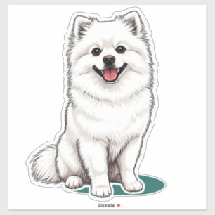 Adesivo Cachorro Branco Japonês Spitz Fofo Kawaii
