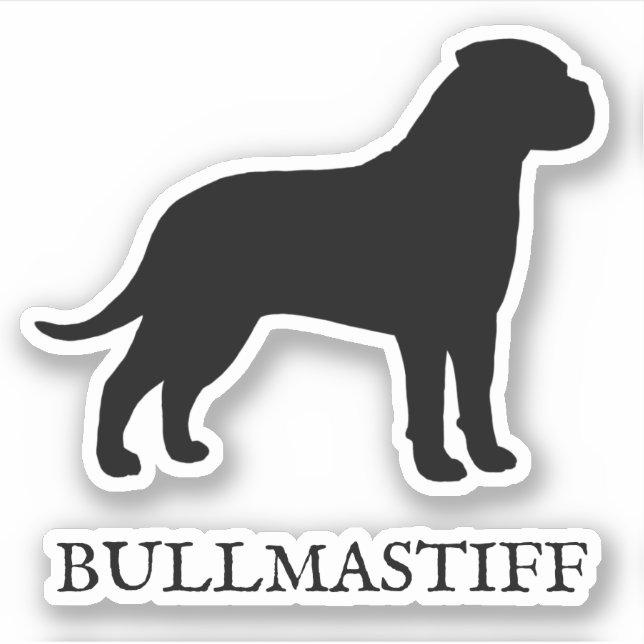 Adesivo Cachorro Bullmastiff Silhout Vinil Decal (Frente)