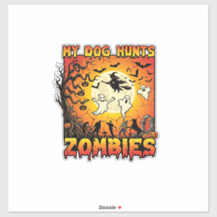 Adesivo Cachorro Caça Zumbis Dia das Bruxas Fantasmas Brux