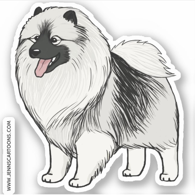 Adesivo Cachorro Cachorro de Keeshond Desenho Keesie Vinil (Frente)