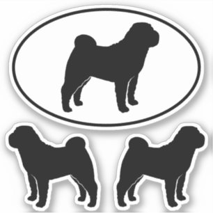 Adesivo Cachorro chinês Shar Pei Silhouettes Vinil Sticker
