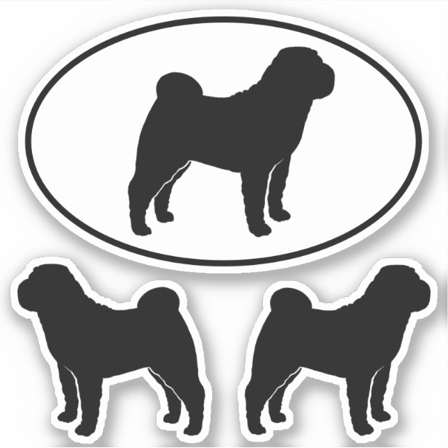 Adesivo Cachorro chinês Shar Pei Silhouettes Vinil Sticker (Frente)