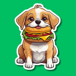 Adesivo Cachorro com Cheeseburger à prova de água
