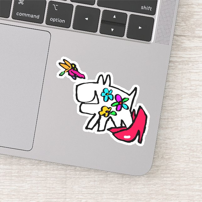 Adesivo Cachorro com Dragonfly desfruta de Andar Doodle (Detalhe)