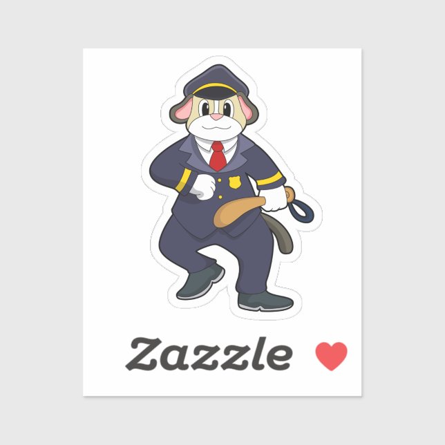 Adesivo Cachorro como agente da polícia com uniforme da po (Folha)