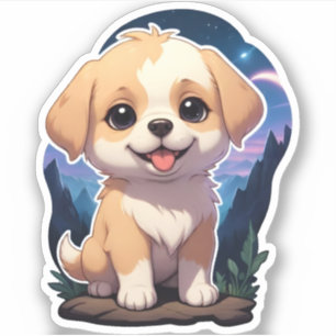 Adesivo Cachorro Curioso em uma Rocha