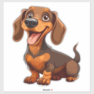 Adesivo Cachorro Dachshund de Desenho Animado Fofo