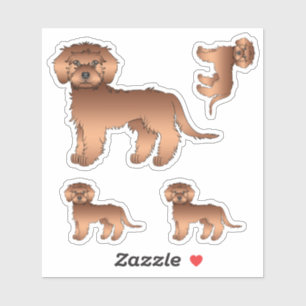 Adesivo Cachorro de Cartoon Vermelho Mini Goldendoodle