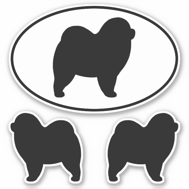 Adesivo Cachorro de Chow Silhouettes Vinyl Sticker (Frente)