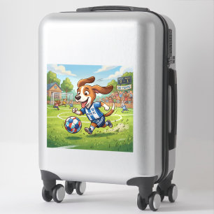 Adesivo Cachorro de Desenho Animado Jogando Futebol