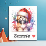 Adesivo Cachorro de Lhasa Apso no Natal<br><div class="desc">Se você ama Lhasa Apso e quer adesivos de Natal bonitos, então aqui vai você! Estilo aquoso bonito ai art Lhasa Apso em Santa Hat.</div>