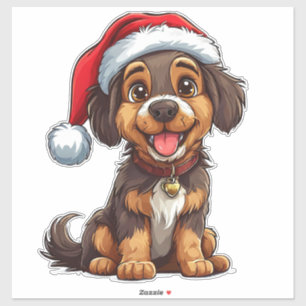 Adesivo Cachorro de Natal Adorável