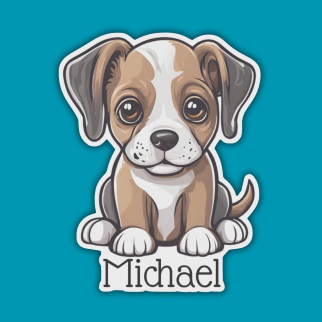 Adesivo Cachorro De Olhos Amplos Monograma À Prova De Água (Criador carregado)
