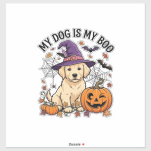 Adesivo Cachorro É Boo Halloween Bruxa Filhote Abóbora_1