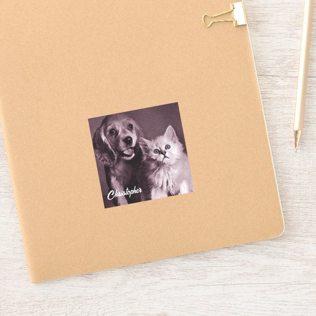 Adesivo Cachorro e Gato, Procurando Personalizado (Notebook)