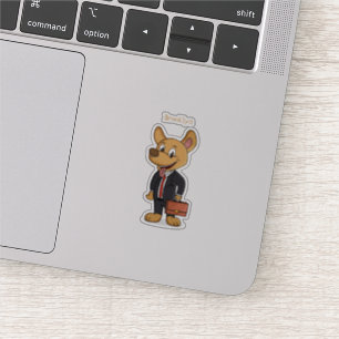Adesivo Cachorro engraçado vestindo desenho de terno