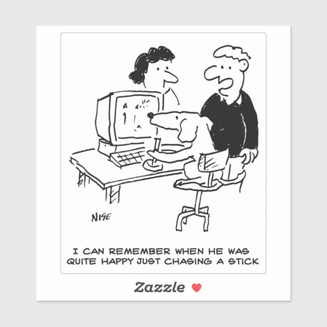 Adesivo Cachorro está tocando cartoon de jogos de computad (Folha)