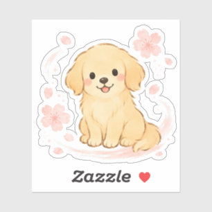 Adesivo Cachorro Golden Retriever Sakura Pincel Japonês