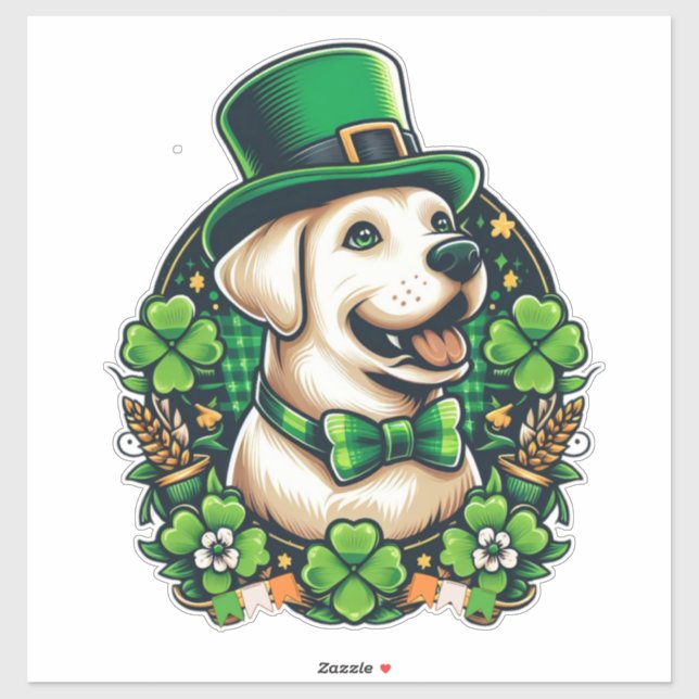 Adesivo Cachorro Justo do Dia de São Patrício (Folha)