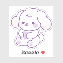 Adesivo Cachorro Kawaii Fofinho de Orelhas Caídas Roxo Pas