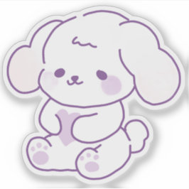Adesivo Cachorro Kawaii Fofinho de Orelhas Caídas Roxo Pas