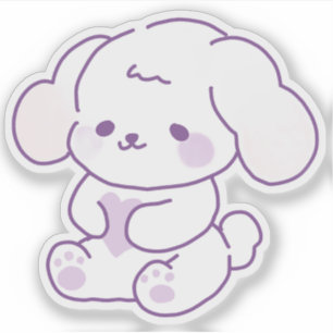 Adesivo Cachorro Kawaii Fofinho de Orelhas Caídas Roxo Pas