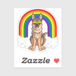 Adesivo Cachorro LGBT German shepherd Orgulho gay Rainbow